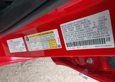 2024 Honda Civic Sport z USA, uszkodzony, nr VIN 2HGFE2F55RH525947